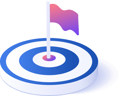 目標達成を示すターゲットと旗のイラスト